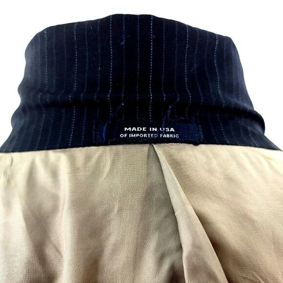 Hart Schaffner Marx‎ Wool 3 Button Suit Jacket 42L Blue W/ Blue Striped - Picture 11 of 12